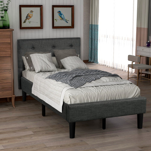 Sesslife Black Platform Bed Frame, Queen Bed Frame with Velvet Upholstered Headboard, Queen Floor Bed Frame, Mattress Foundation, No Box Spring Needed, Easy Assembly