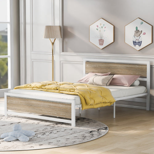 SESSLIFE Black Full Metal Bed Frame, High Metal Platform Bed w/ Wood Headboard, Adults Kids Modern Bed Frame, Mattress Foundation, No Box Spring Needed, Easy Assembly