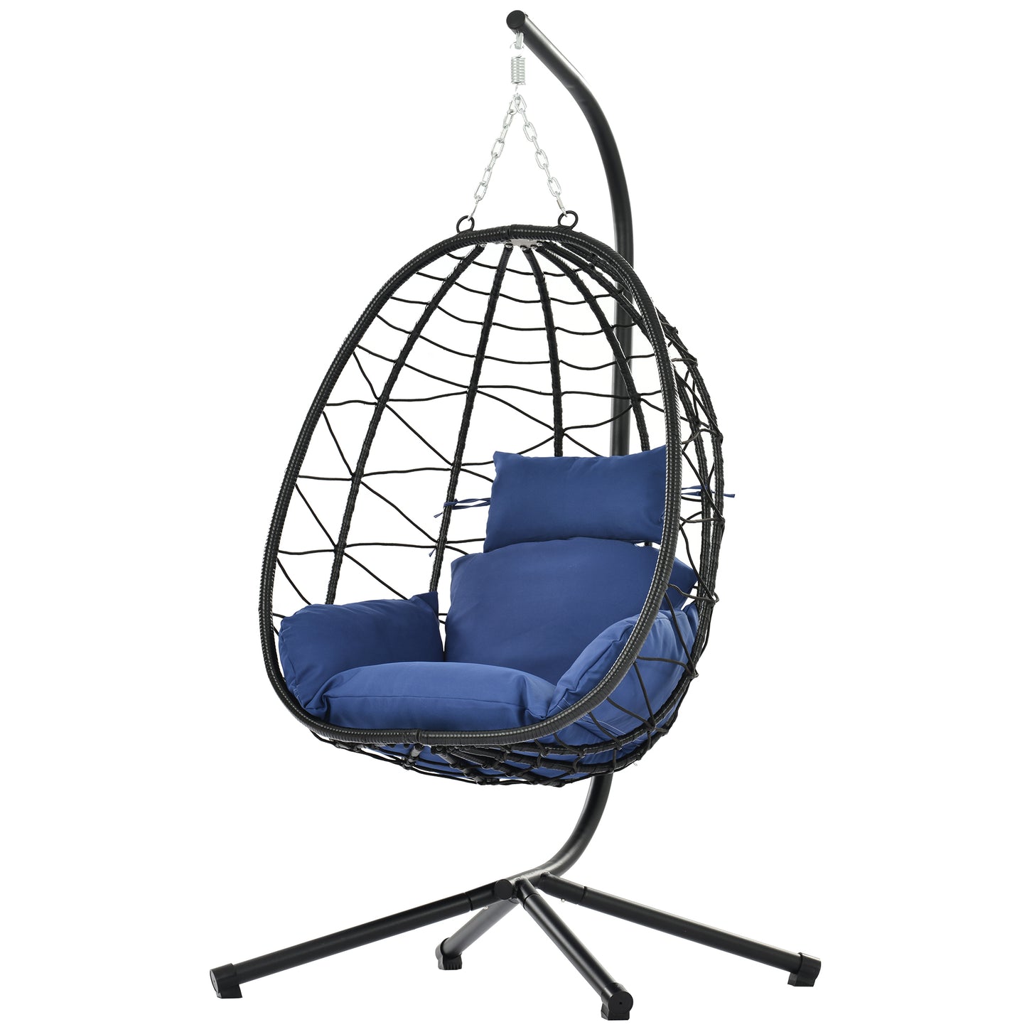 Sesslife Egg Chair Outdoor Indoor with Beige Cushion, Swing Chairs for Outside, Bedroom Patio Porch Garden Rattan Wicker Hanging Egg Chair, Aluminum Frame Basket Chair 280 lbs Capacity