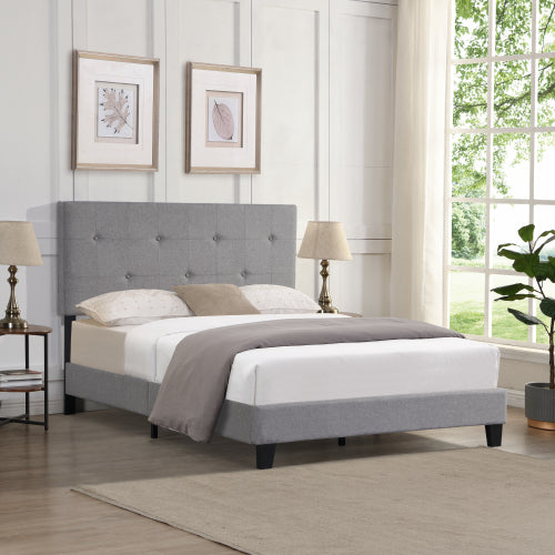 Sesslife Black Platform Bed Frame, Queen Bed Frame with Velvet Upholstered Headboard, Queen Floor Bed Frame, Mattress Foundation, No Box Spring Needed, Easy Assembly