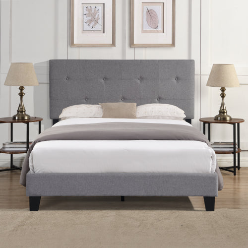 Sesslife Black Platform Bed Frame, Queen Bed Frame with Velvet Upholstered Headboard, Queen Floor Bed Frame, Mattress Foundation, No Box Spring Needed, Easy Assembly