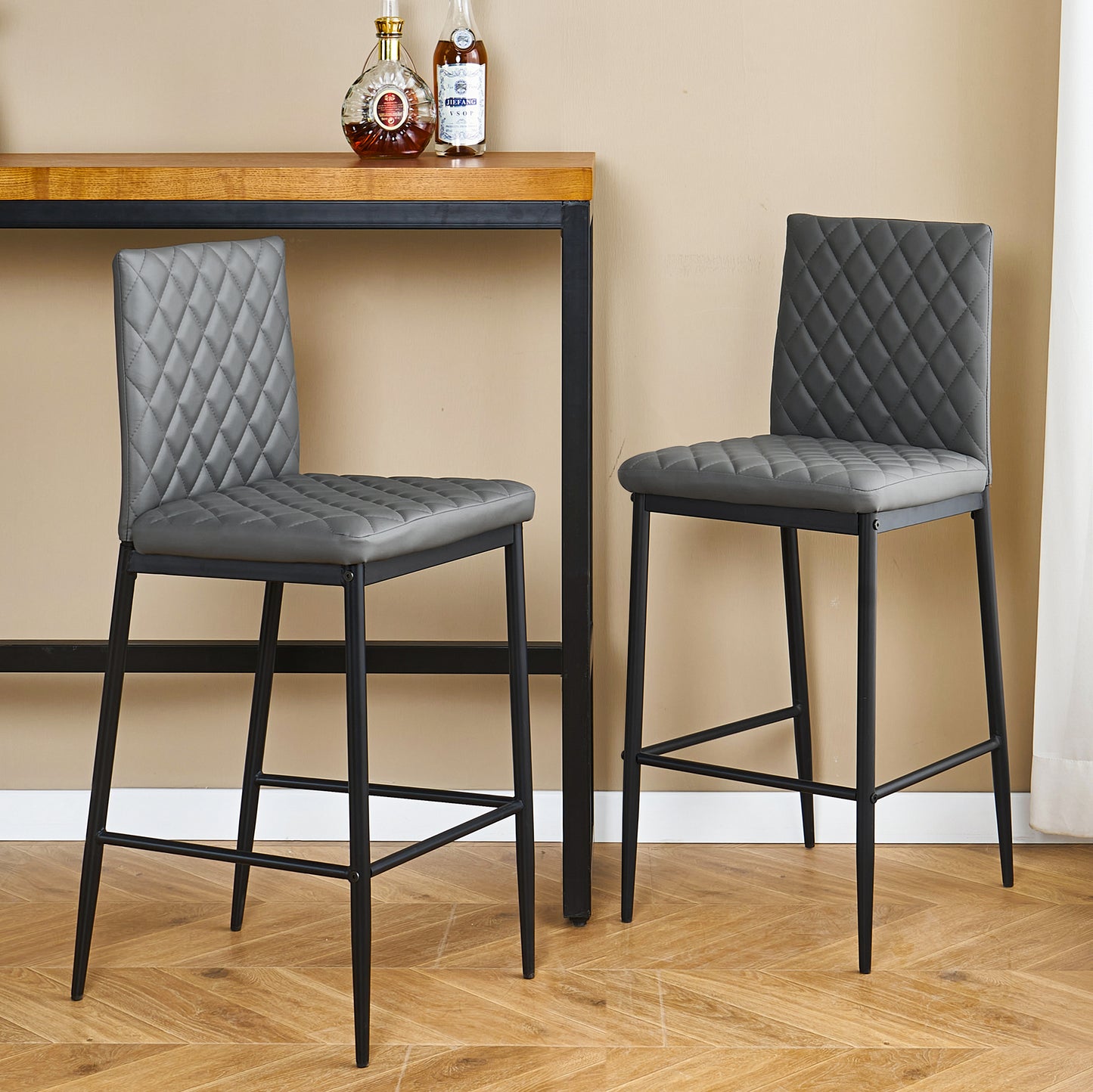 SESSLIFE Bar Stools Set of 2, Counter Height Bar Stools for Kitchen Counter, Black Kitchen Stools with Metal Legs, Barstools for Restaurant, Coffee Shop