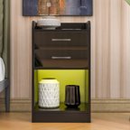 2-Drawer Nightstand for Bedroom, Sesslife Wood Bedside Table with LED Light, USB Charging Ports and Outlets, Wireless Charging Functions, Modern Storage Furniture Night Stand, Black