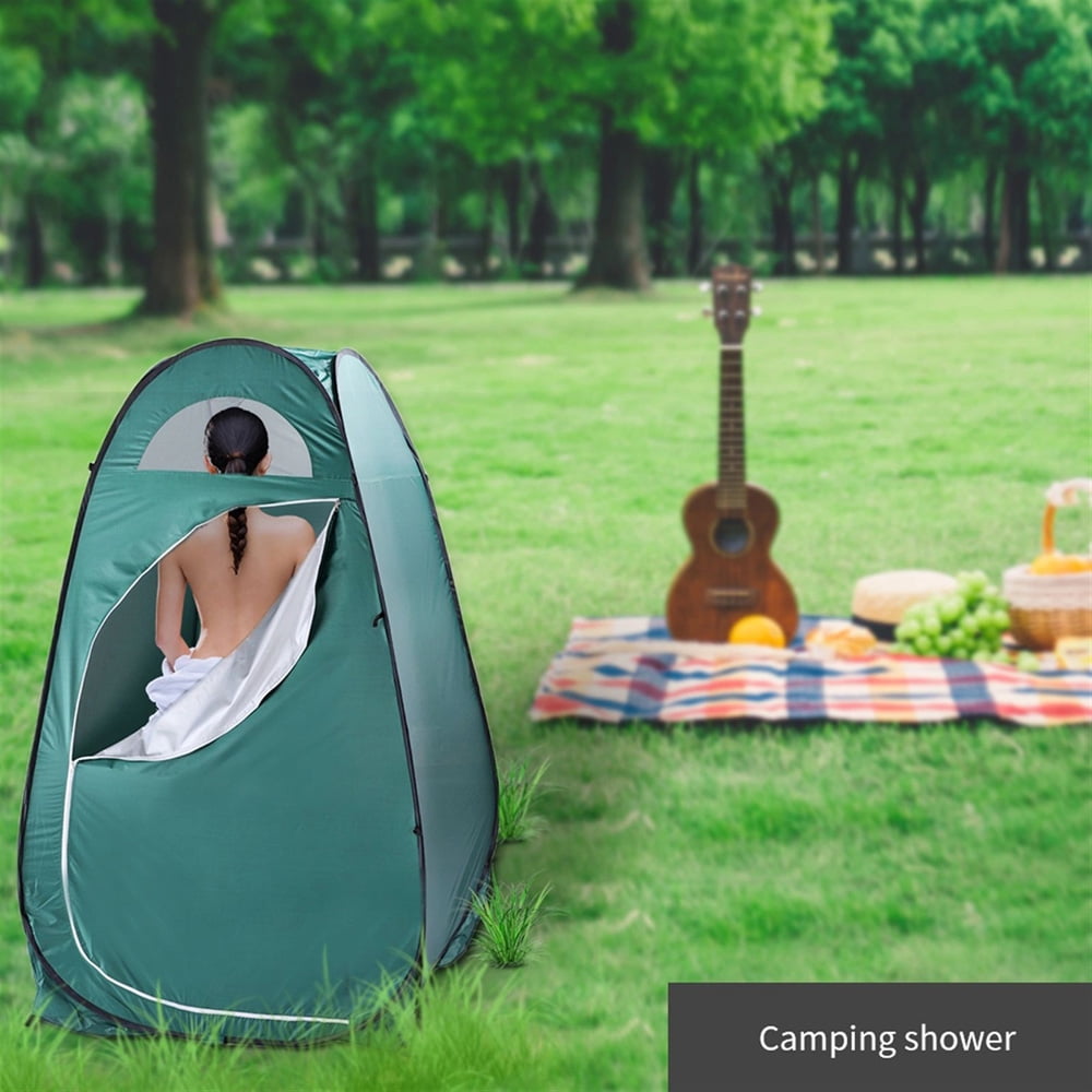 Sesslife Portable Pop Up Camping Shower, Instant Privacy Tent with Window for 1 Person Use, Foldable Shower Toilet & Changing Tent with Carry Bag for Outdoor Camping Beach, Green, X3037
