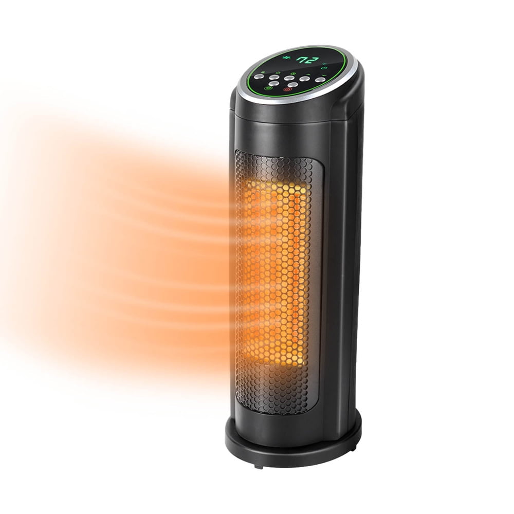 SESSLIFE Portable Electric Space Heater, Indoor Use Home Ceramic Space Heater with Remote, Oscillation, 12H Timer, LED Indicator, Overheat & Tip-Over Protection, 1500W, Black