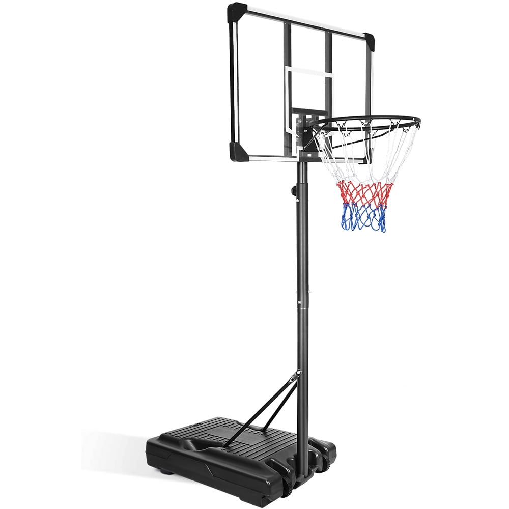 ?Sesslife Portable Basketball System, Height Adjustable Basketball Hoop with 35.4Inch Transparent Backboard, Court Basketball Hoop & Goal with Wheels and Stable Base for Adults Teens Kids Use