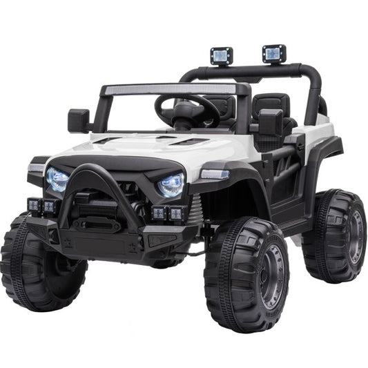 Four Wheels Car with Remote Control, SESSLIFE Kid Ride on Cars with MP3 Player, Lights, Safety Belt, Suspension, 3 Speeds, Electric Car for Age 3-5 Boys Girls Christmas Gift, White, X1740