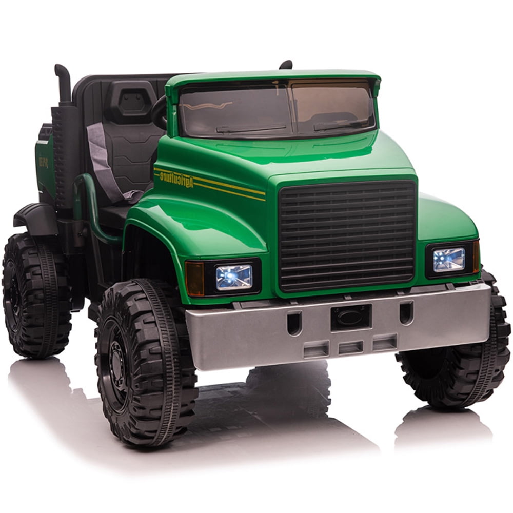 Sesslife 24V Kids Ride on Tractor Car with Remote Control, Battery Powered Ride on Car w/ Two Seats, Bluetooth, MP3 Player, Storage Trunk, Electric Ride on Toy for for Boy Christmas Gift, Green
