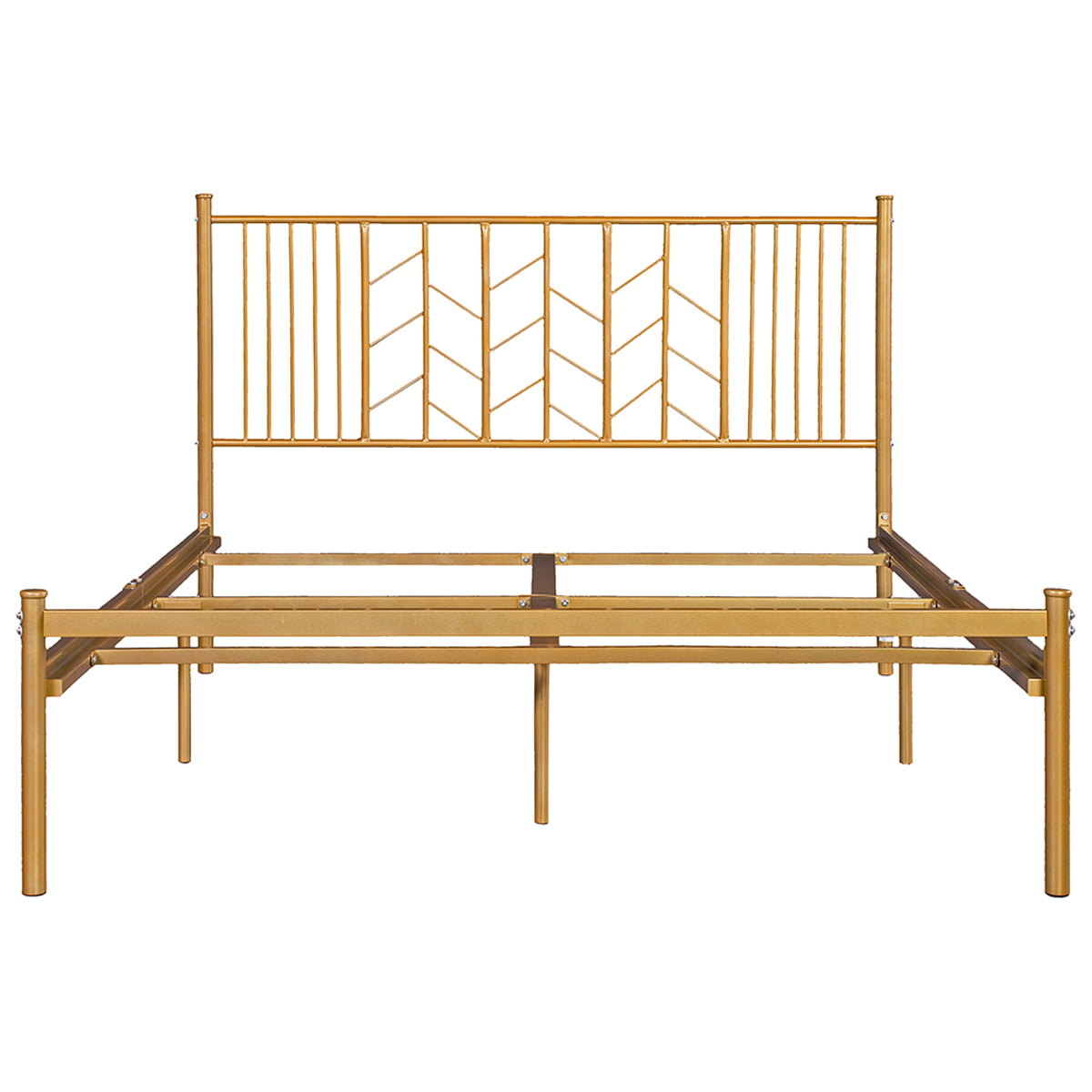 Sesslife Queen Size Bed Frame, Metal Platform Bed Frame with Headboard, Gold Bed Frame for Adults Bedroom Guest Room, No Box Spring Needed, 500 LBs, X3078