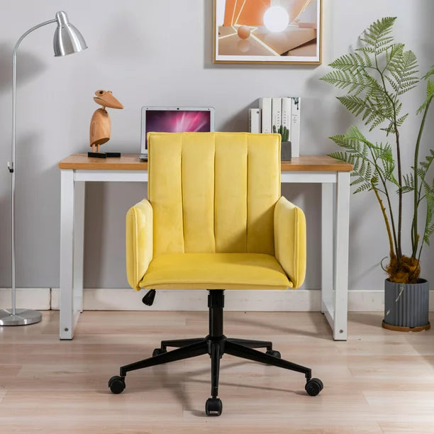 SESSLIFE Faux Fur Vanity Chair, Modern White Furry Makeup Desk Chairs for Girls Women, Elegant Comfy Upholstered Fluffy Arm Chair with Rolling Wheels in Bedroom Living Room