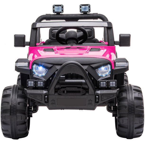 Kids Car with Remote Control, SESSLIFE Kid Ride on Cars with MP3 Player, LED Lights, Safety Belt, Suspension, 3 Speeds, Electric Car for Age 3-5 Girls Christmas Gift, Rose Red, X1742
