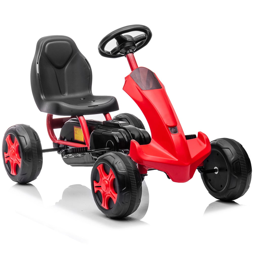 SESSLIFE Pedal Go Kart, Kids Go Cart with Adjustable Seat and Non-Slip Pedals, Outdoor Indoor Pedal Ride on Toys for Boys Girls, Pedal Car 4 Wheeler for 3-5 Years Old Kids, Red, X2527