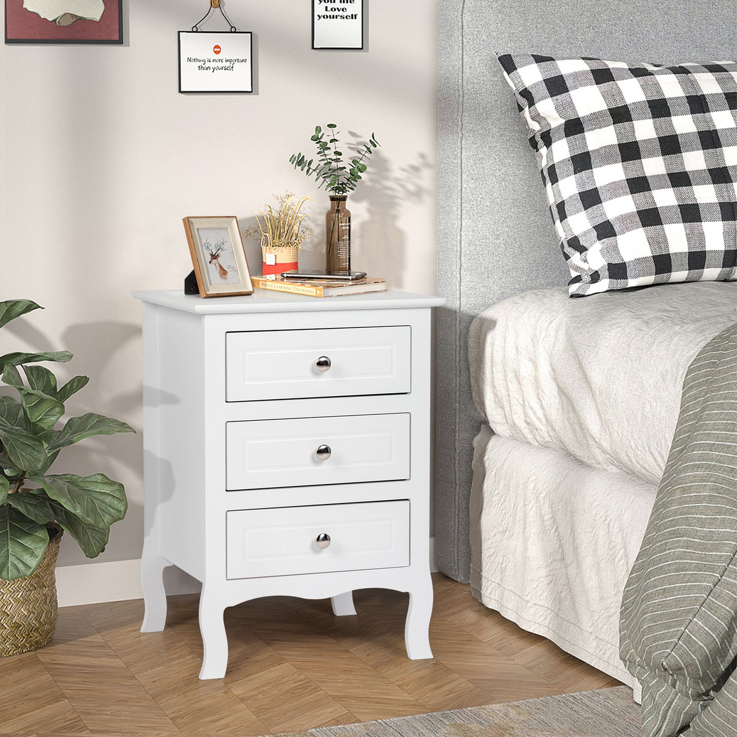 Sesslife Night Stand, Small Side Table with Drawers, White End Table with Storage, End Tables for Living Room with Storage, Wood Side Tables, Living Room Table, Bedside Table