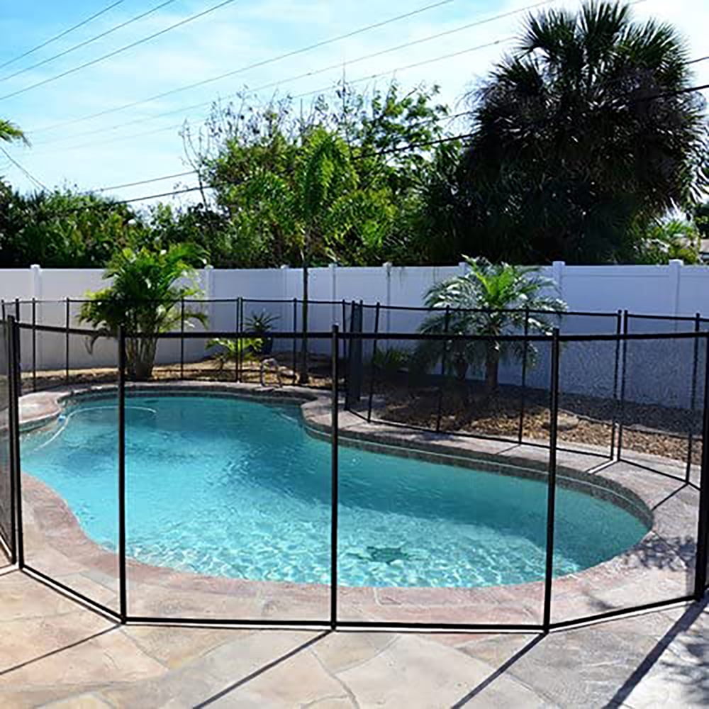 Sesslife 12 x 4 Ft Pool Fence, Inground Fence with Section Kit, Removable DIY Safety Fence for Pools Garden Patio, Black
