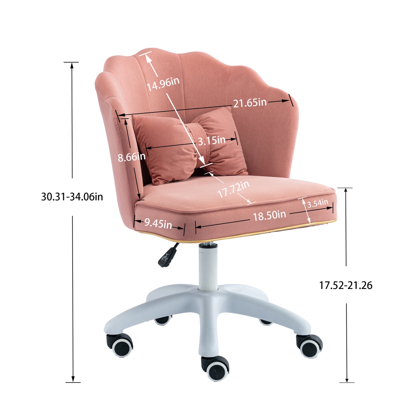 SESSLIFE Home Office Desk Chair for Girls Women, Velvet Task Chair, Vanity Chair Computer Chair with Wheels Adjustable Mid-Back, 360-Degree Swivel Chair for Make-up Studying Room Living Room