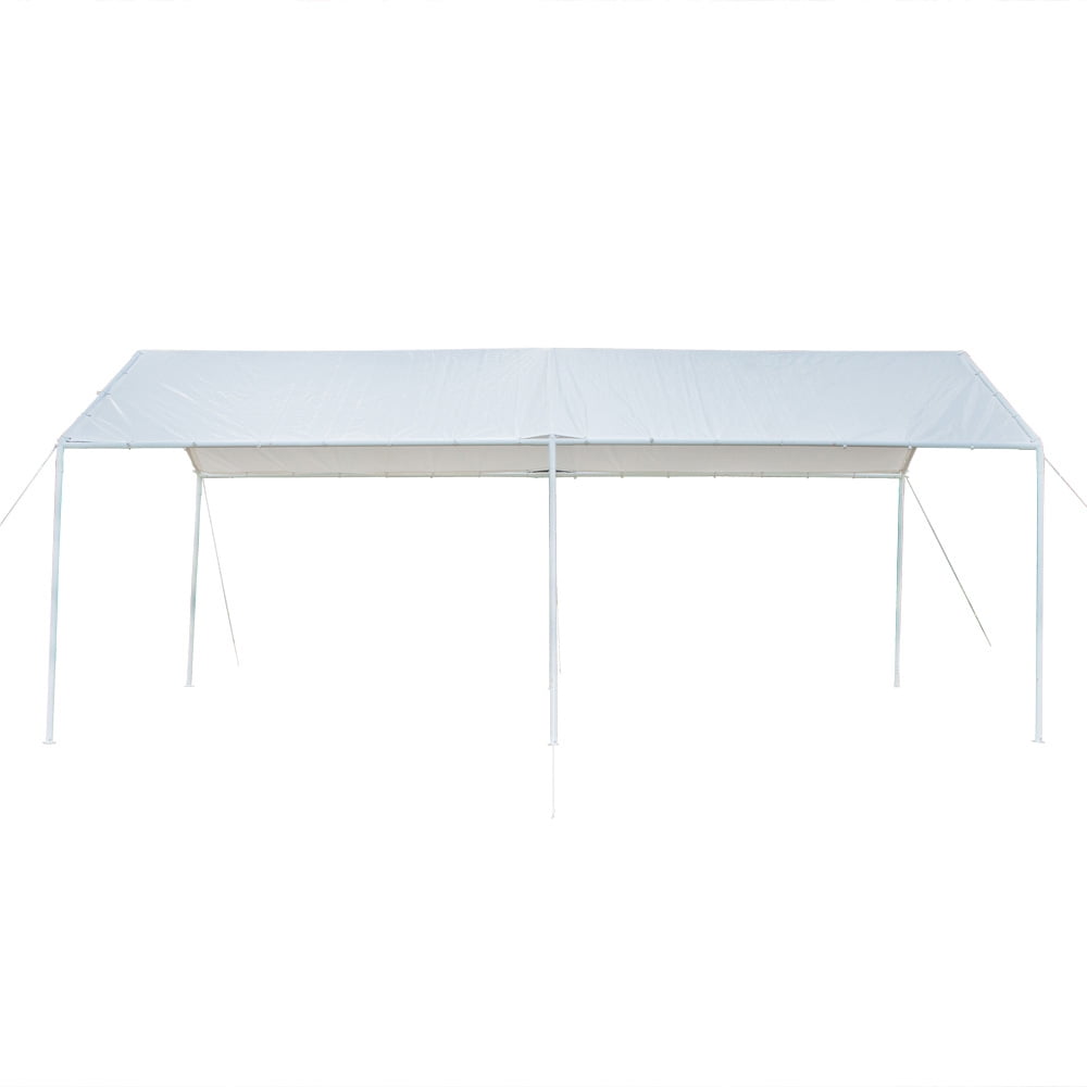 Sesslife Heavy Duty Outdoor Carport, 10ft x 20ft Carport Tent with Steel Frame for Garden Backyard, Waterproof Sun Proof Car Tent with PE Fabric Cover, White Car Boat Shelter Party Tent