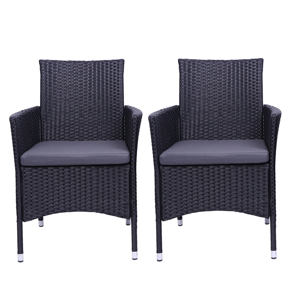 Patio Chairs Set of 2, All Weather Wicker Patio Furniture Set, Bistro Chairs Conversation Set, Front Porch Furniture Outdoor Chairs Set for Backyard Deck Poolside Garden