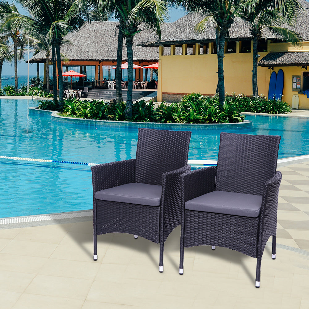 Patio Chairs Set of 2, All Weather Wicker Patio Furniture Set, Bistro Chairs Conversation Set, Front Porch Furniture Outdoor Chairs Set for Backyard Deck Poolside Garden
