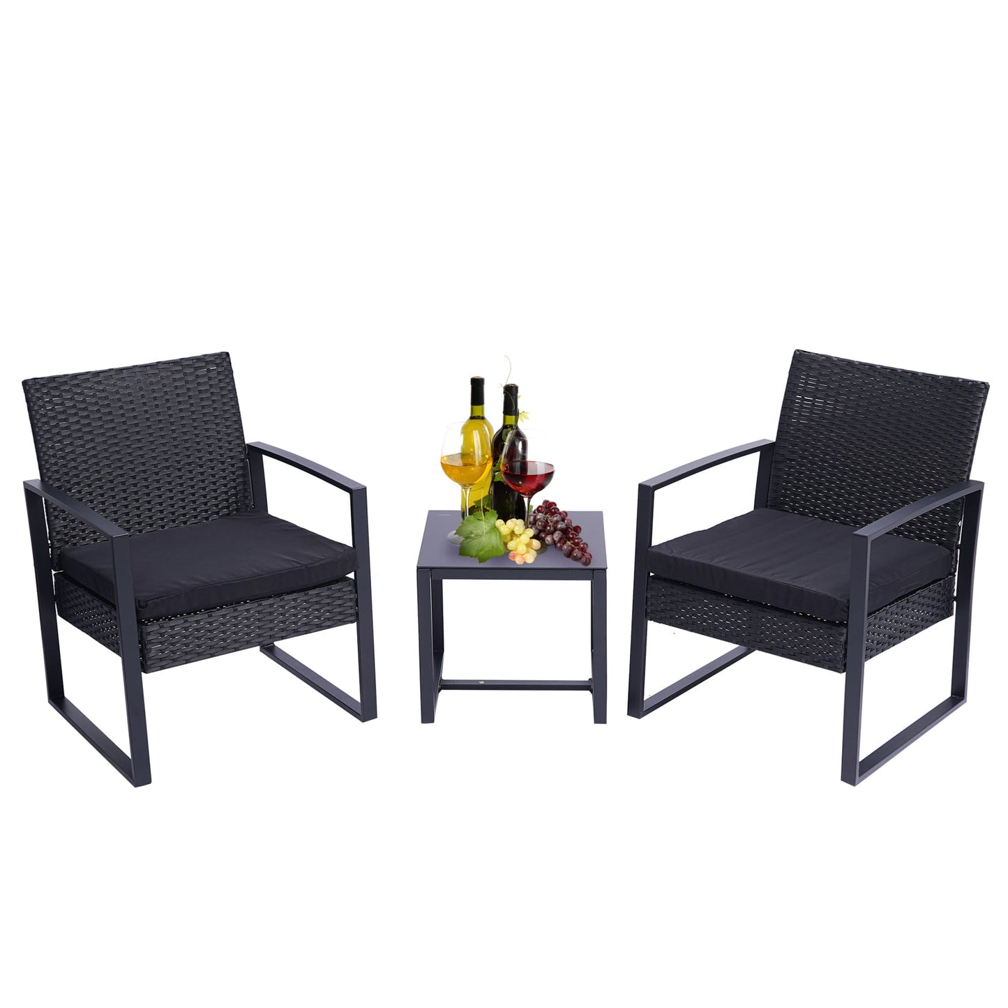 Patio Chairs Set of 2, All Weather Wicker Patio Furniture Set, Bistro Chairs Conversation Set, Front Porch Furniture Outdoor Chairs Set for Backyard Deck Poolside Garden