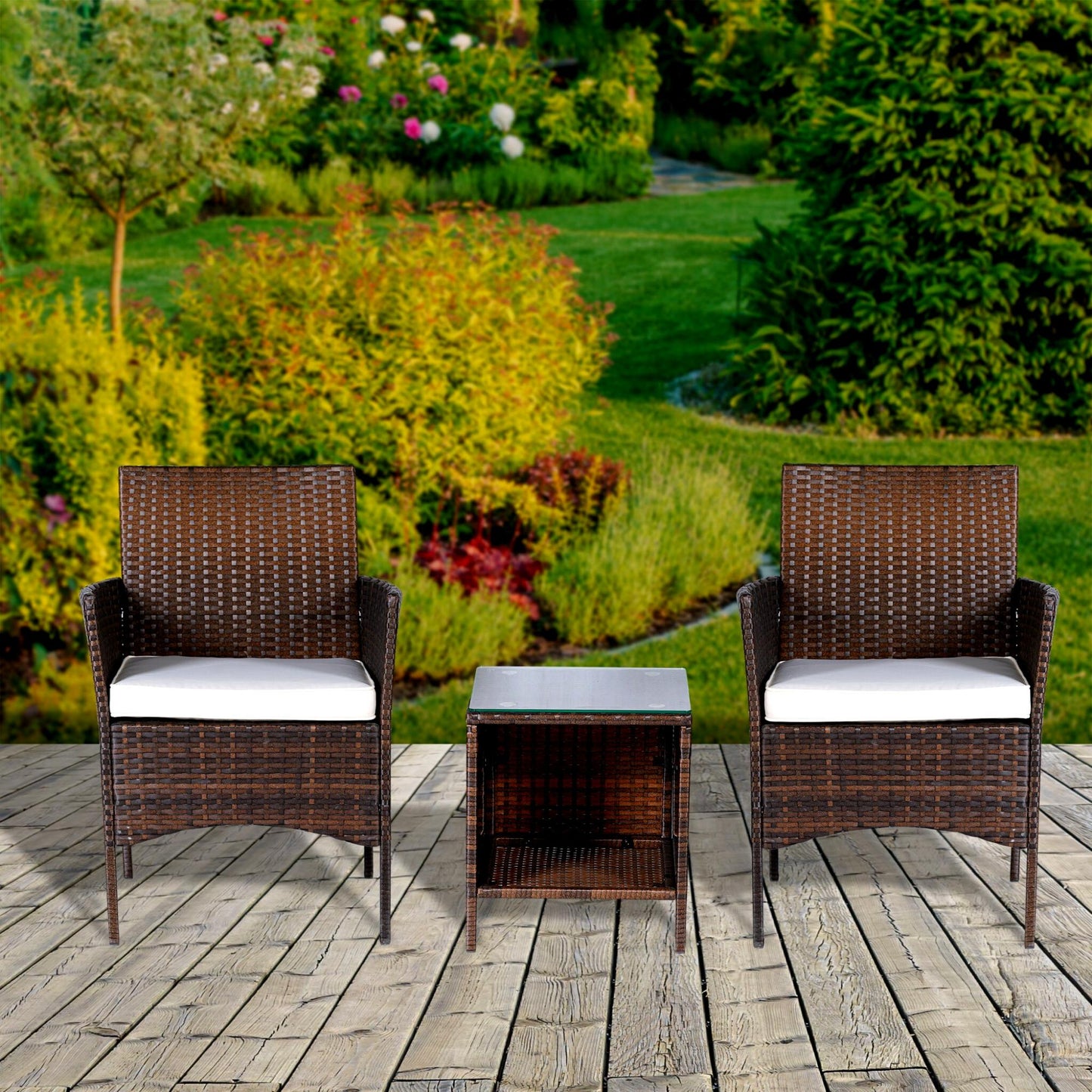 Patio Chairs Set of 2, All Weather Wicker Patio Furniture Set, Bistro Chairs Conversation Set, Front Porch Furniture Outdoor Chairs Set for Backyard Deck Poolside Garden