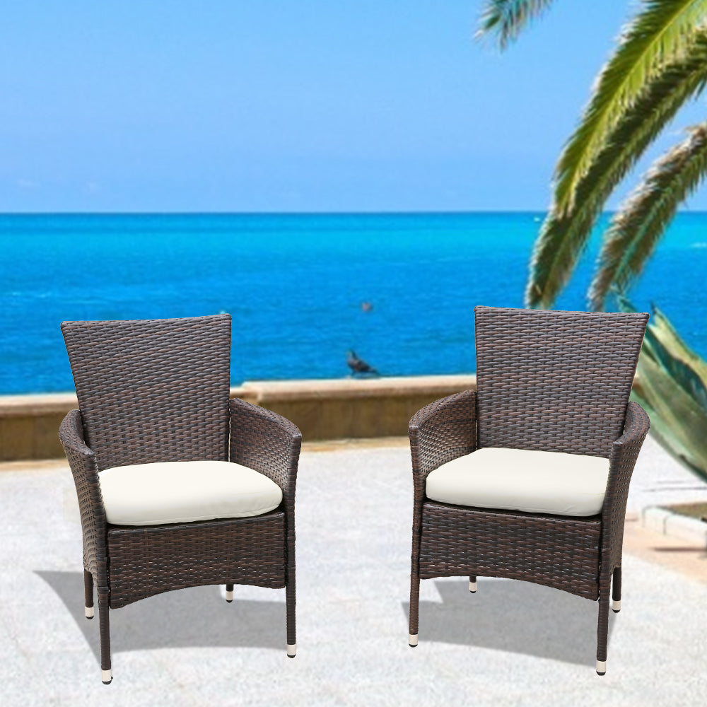 Patio Chairs Set of 2, All Weather Wicker Patio Furniture Set, Bistro Chairs Conversation Set, Front Porch Furniture Outdoor Chairs Set for Backyard Deck Poolside Garden