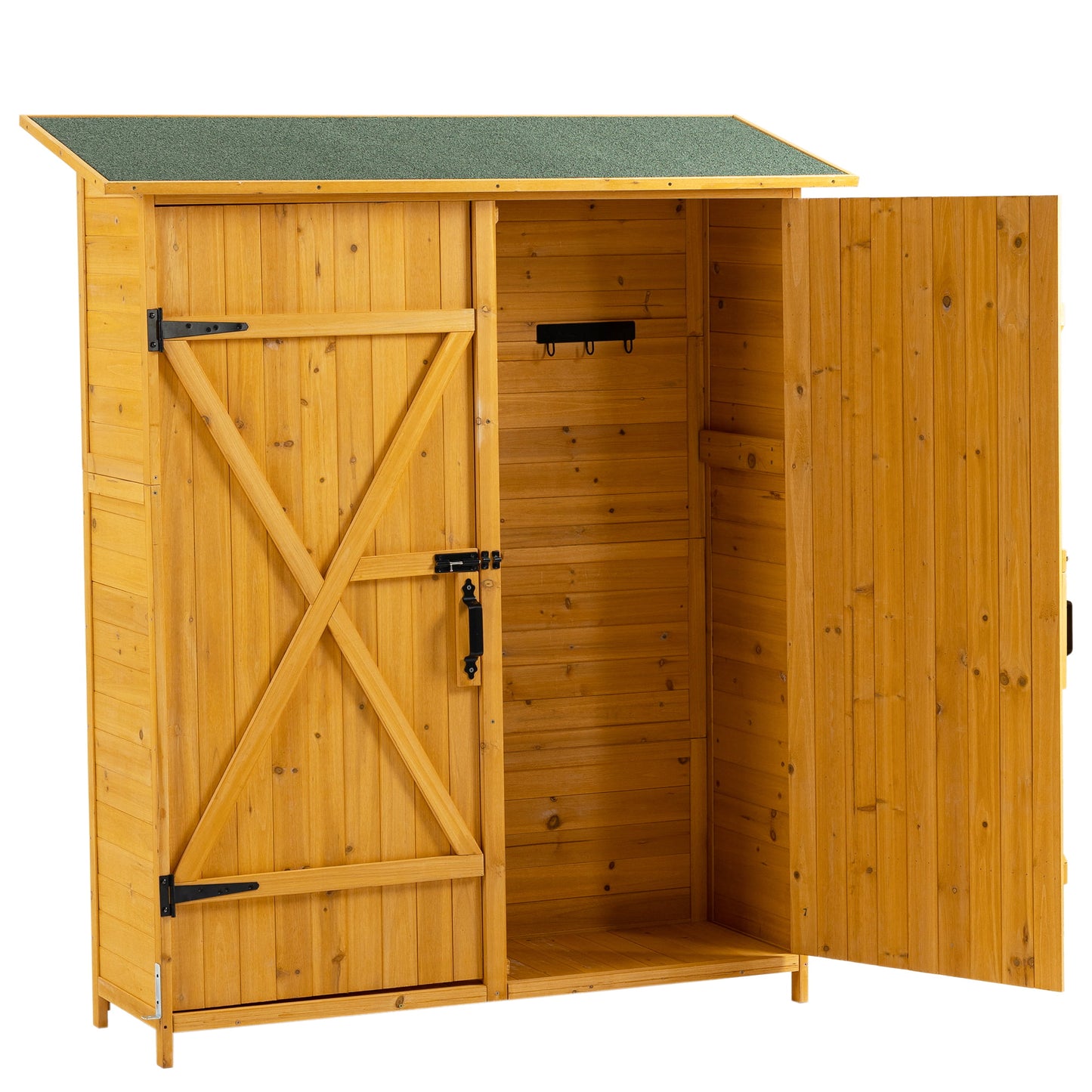 Wooden Storage Shed, 3-tier Removable Shelves Outdoor Storage Cabinet, Vertical Garden Shed for Tools Garden Accessories, Gray Outside Storage Sheds