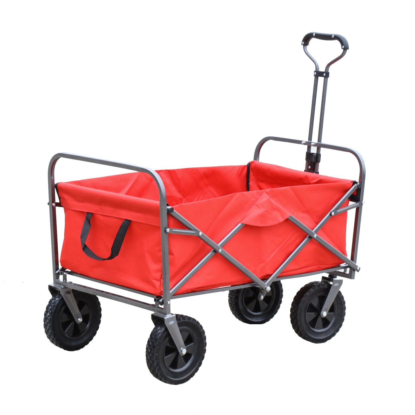 SESSLIFE Folding Beach Wagon for Sand, Collapsible Wagon Cart with Removable Canopy, Big Wheels, DT41