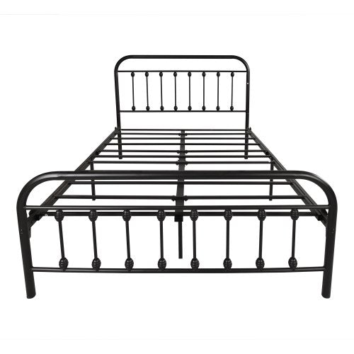 SESSLIFE Queen Size Bed Frame, Antique Queen Platform Bed Frame with Headboard and Footboard, Victorian Style Metal Platform Bed Frame with Slats Support, Black Bed Frame for Bedroom, X653