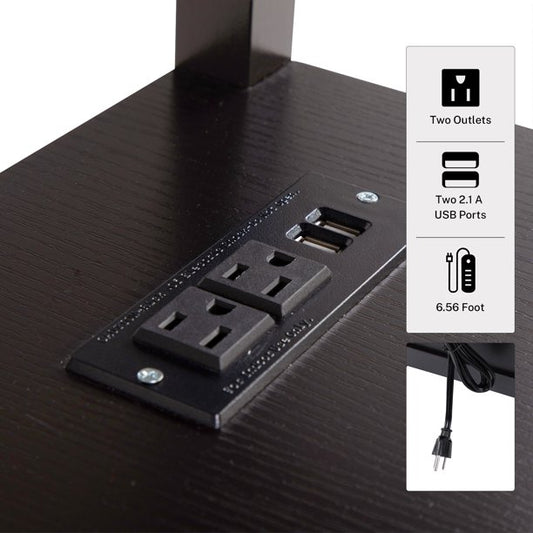 Sesslife Narrow End Tables for Living Room, Wood Storage Side Table with Two Drawers, Open Shelf, USB Ports and Power Outlets, Espresso Sofa Table Nightstand for Bedroom, Modern Furniture