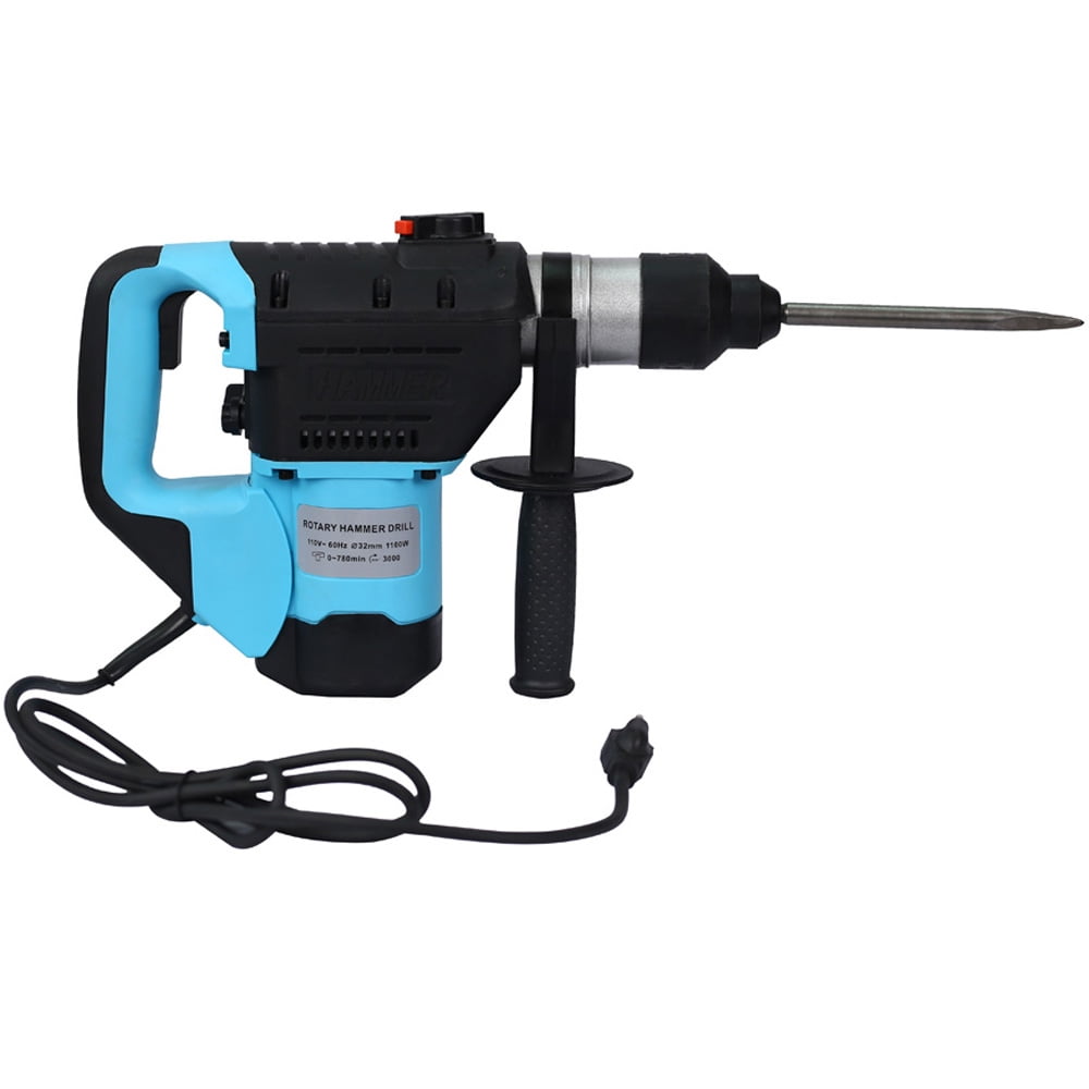 SESSLIFE Electric Drill Kit, 1100W Rotary Hammer Drill for Concrete Wood, Professional 1-1/2" SDS Plus Rotary Hammer Kit with 3 Functions, Black & Blue, X2469
