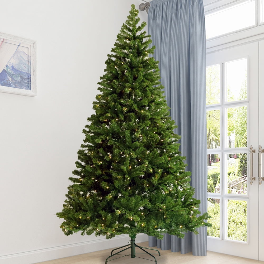 SESSLIFE 7.5 Feet Christmas Tree for Home Party Holiday Decor, Artificial Christmas Tree with 1420 Tips, Foldable Metal Stand, Hinged Pre-Lit Christmas Trees with 400 Led Lights, Green, X1338