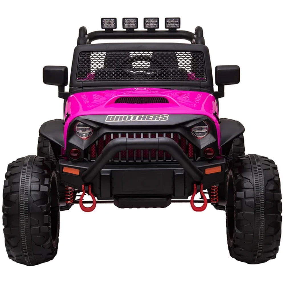 Four Wheels Kids Ride on Cars, Sesslife 12V Ride on Toy with Remote Control, Horn, LED Lights, Spring Suspension, Soft Start, Electric Car for 3-7 Yrs Old Boys Girls Birthday Gift, Pink