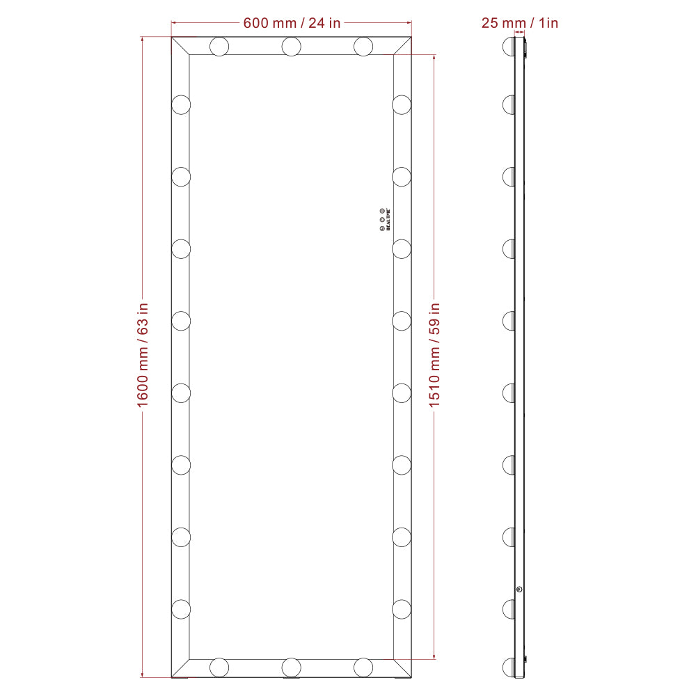 Hollywood Vanity Mirror, Full Length Mirror with Led Lights, 3 Color Full Length Dressing Mirror, Modern Wall Standing Makeup Mirror, DT8