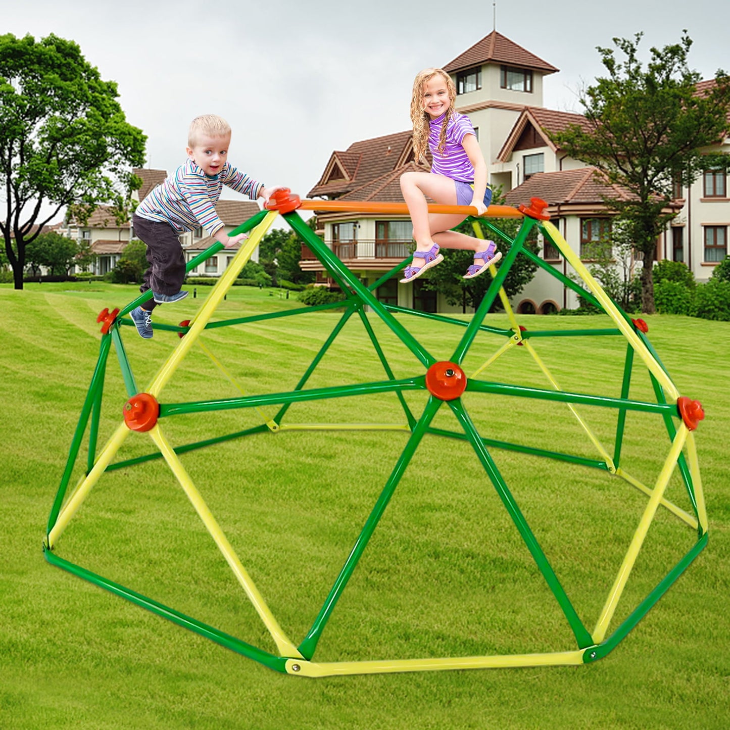 10ft Outdoor Dome Climber, Kids Jungle Gym Dome for 3-12 Years Old, Supports 900lbs