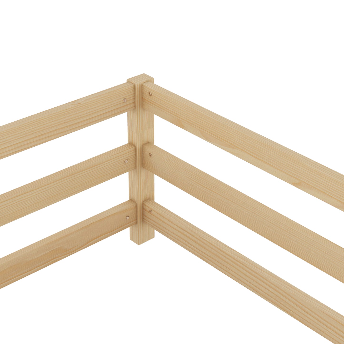 Sesslife Twin Size Floor Bed with Door and Fence, Wood Twin Floor Platform Bed with Slats, Toddler Bed for Kids Boys Girls, Montessori Bed, No Box Spring Needed, Oak