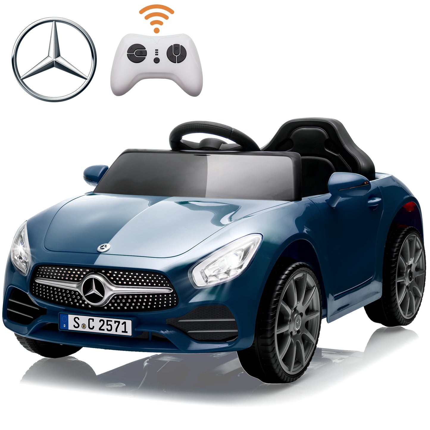 Mercedes Benz Kids Ride on Cars, 12V Powered Ride on Toys w/Remote Control, Music, Bluetooth, LED Light, USB, Power Display, Four Wheel Suspension Electric Car for Toddlers 2-4 Year Olds