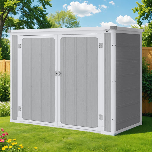 306 Gallon Horizontal Outdoor Storage Shed, 4.7x2.5 ft All-weather Resin Storage Cabinet Tool Shed with Floor, Plastic Shed for Garden Backyard Poolside