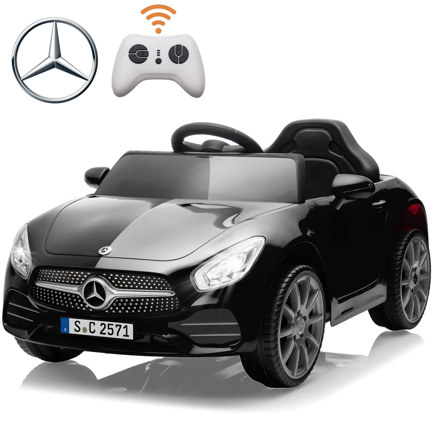 Mercedes Benz Kids Ride on Cars, 12V Powered Ride on Toys w/Remote Control, Music, Bluetooth, LED Light, USB, Power Display, Four Wheel Suspension Electric Car for Toddlers 2-4 Year Olds