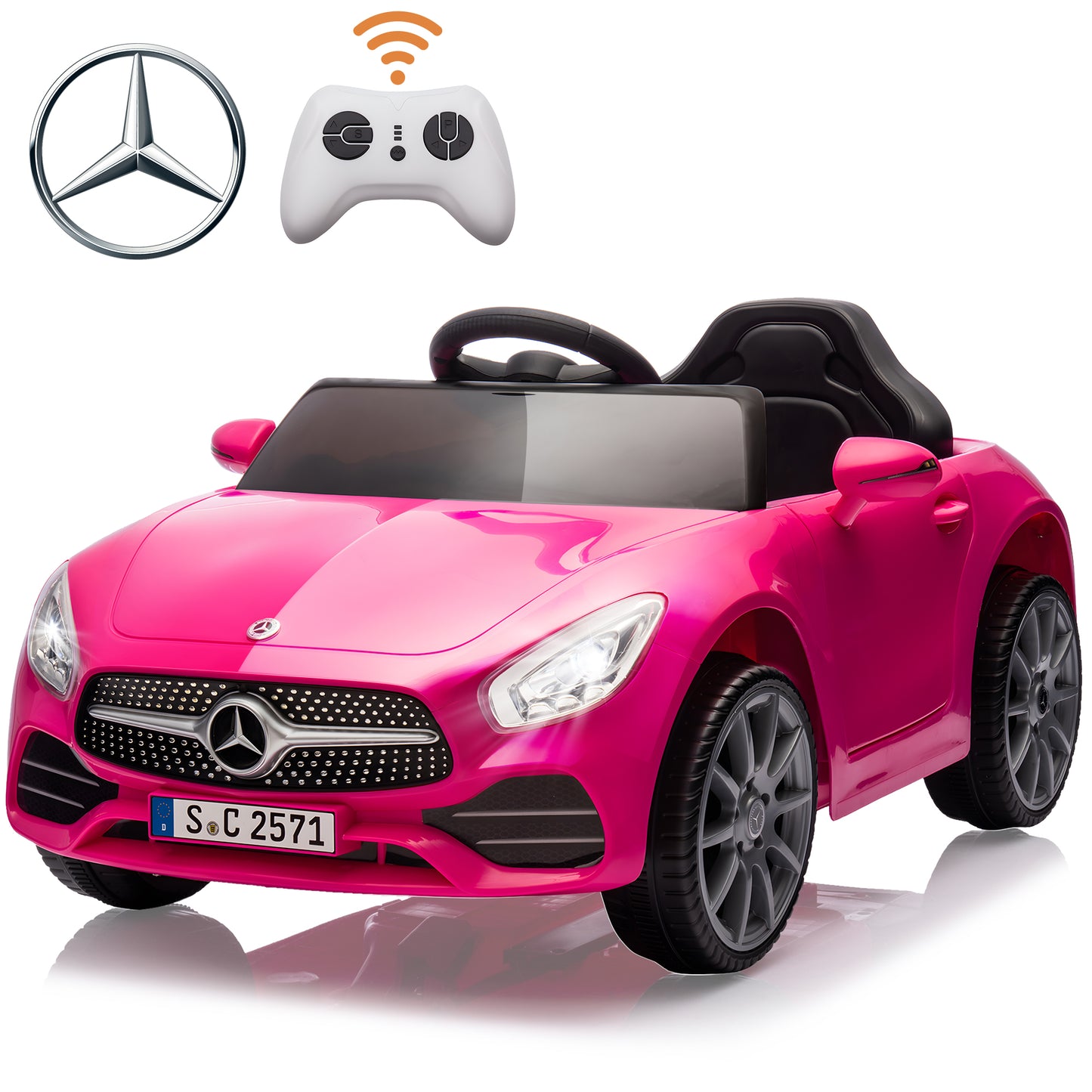 Mercedes Benz Kids Ride on Cars, 12V Powered Ride on Toys w/Remote Control, Music, Bluetooth, LED Light, USB, Power Display, Four Wheel Suspension Electric Car for Toddlers 2-4 Year Olds