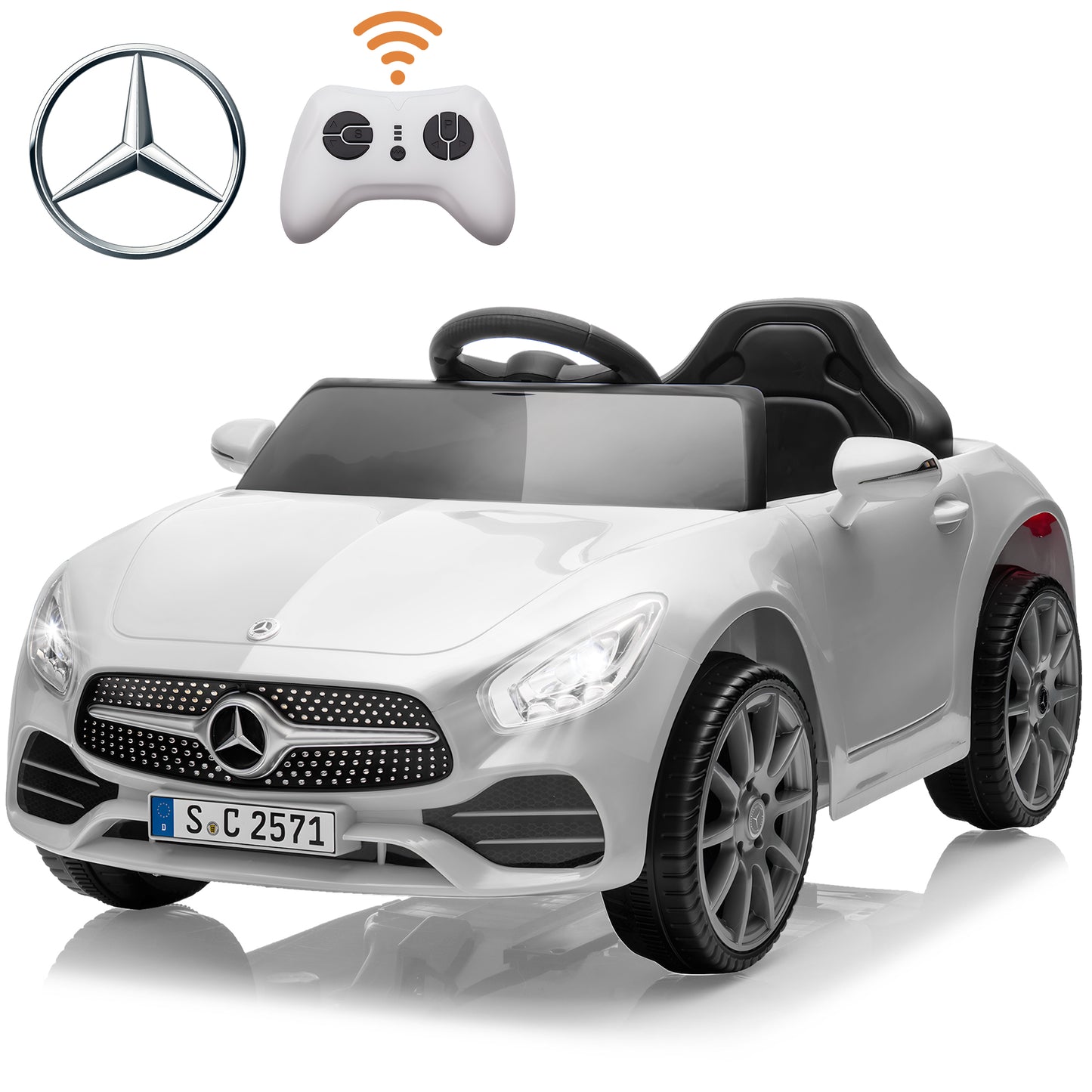 Mercedes Benz Kids Ride on Cars, 12V Powered Ride on Toys w/Remote Control, Music, Bluetooth, LED Light, USB, Power Display, Four Wheel Suspension Electric Car for Toddlers 2-4 Year Olds