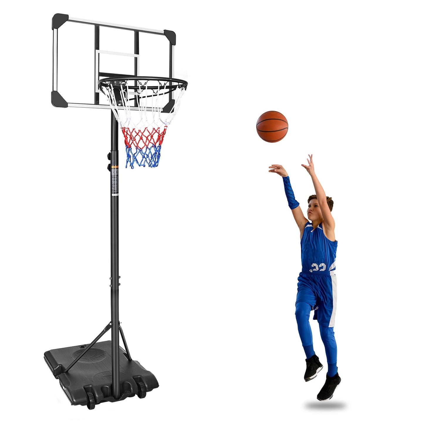 Basketball Hoop for Kids, Indoor Outdoor Basketball Court, 5.6ft-7ft Height Adjustable Basketball Goal with Removable Wheels