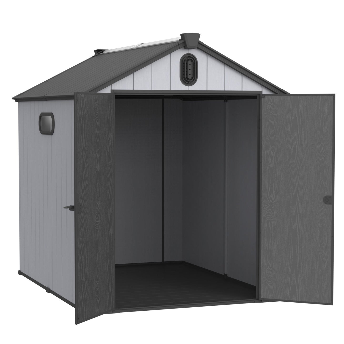 8x6ft Outdoor Resin Storage Shed, Waterproof Plastic Shed with Reinforced Floor, Lockable Doors and Vents, Gray Plastic Storage Shed for Backyard Garden Poolside