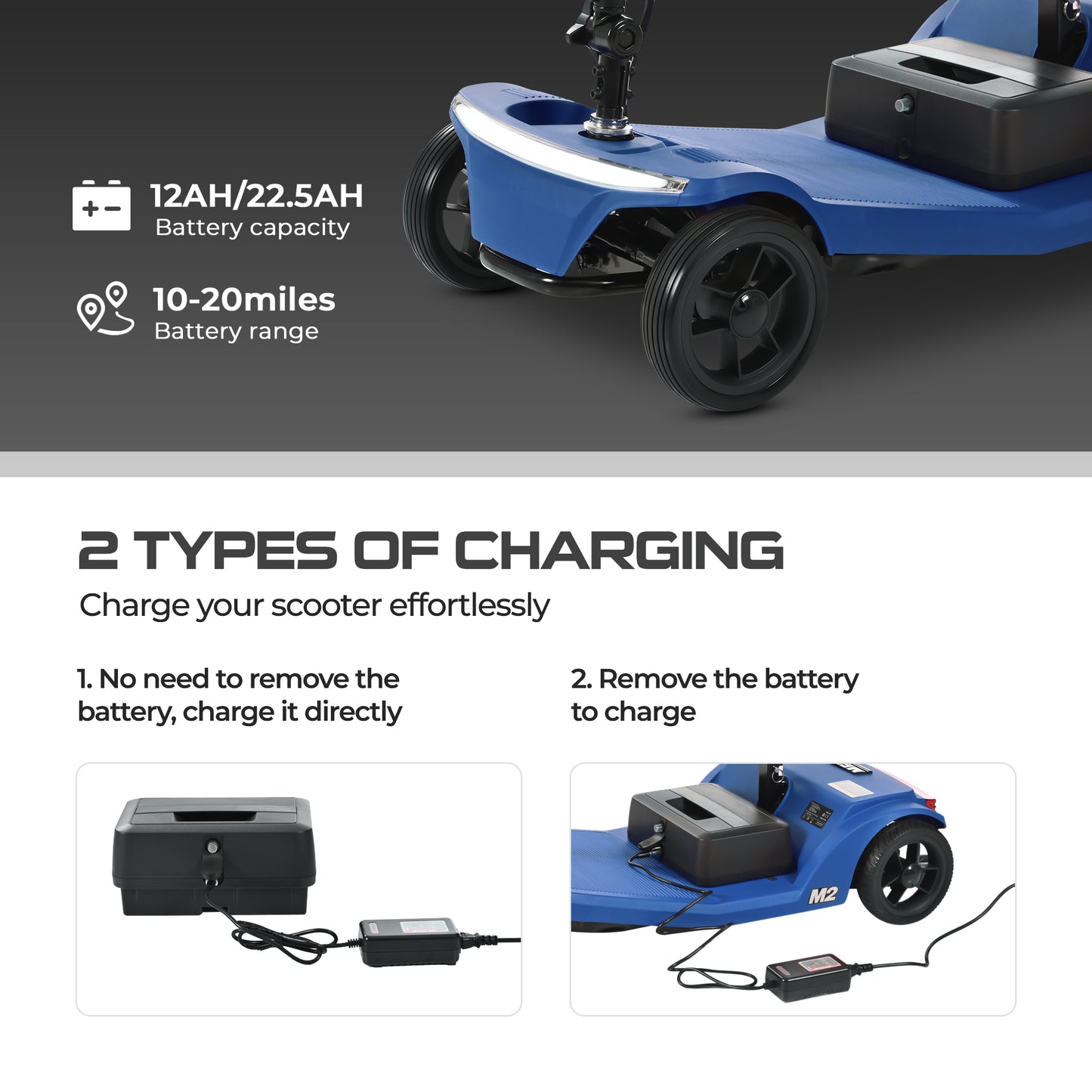 ENYOPRO 4 Wheel Electric Scooter for Adults, Foldable All-Terrain Mobility Scooter for Seniors with Bright Headlights, USB Port, Basket and Long-Range Battery