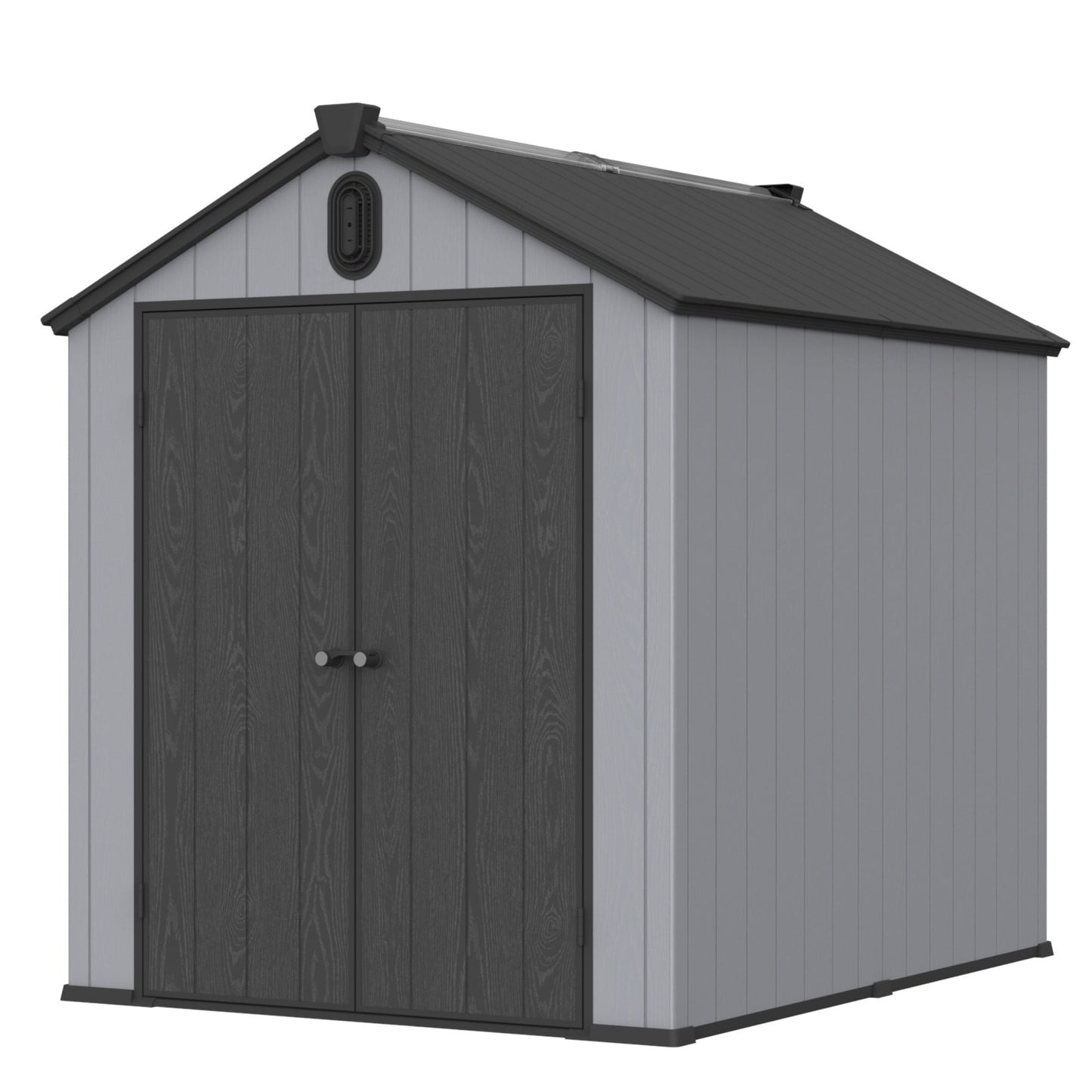 8x6ft Outdoor Resin Storage Shed, Waterproof Plastic Shed with Reinforced Floor, Lockable Doors and Vents, Gray Plastic Storage Shed for Backyard Garden Poolside