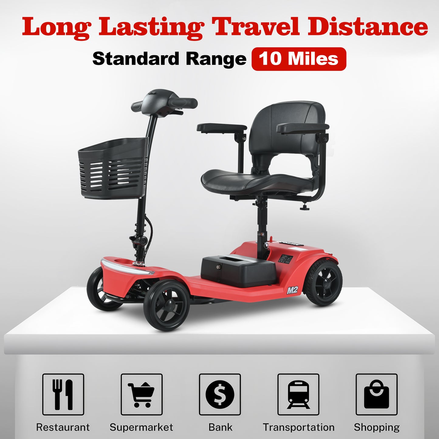 ENYOPRO 4 Wheel Electric Scooter for Adults, Foldable All-Terrain Mobility Scooter for Seniors with Bright Headlights, USB Port, Basket and Long-Range Battery