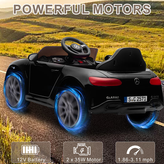 Mercedes Benz Kids Ride on Cars, 12V Powered Ride on Toys w/Remote Control, Music, Bluetooth, LED Light, USB, Power Display, Four Wheel Suspension Electric Car for Toddlers 2-4 Year Olds