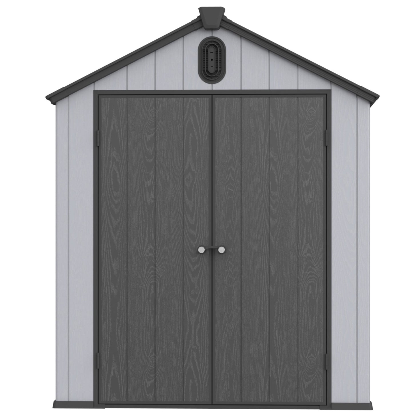 8x6ft Outdoor Resin Storage Shed, Waterproof Plastic Shed with Reinforced Floor, Lockable Doors and Vents, Gray Plastic Storage Shed for Backyard Garden Poolside