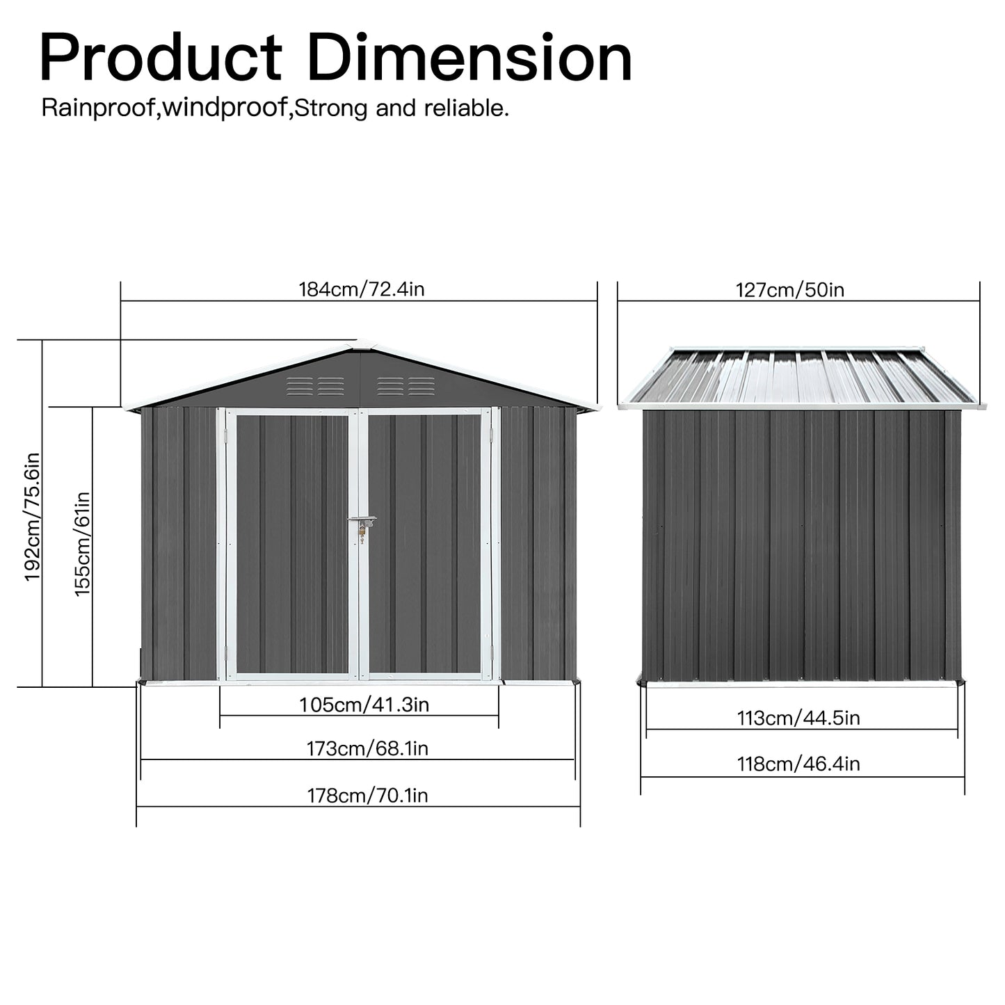 6 x 4 FT Sheds and Outdoor Storage, Metal Storage Shed with Single Lockable Door for Lawnmower, Garden Tools, Bike and Garbage Can, Black Outdoor Storage Cabinet