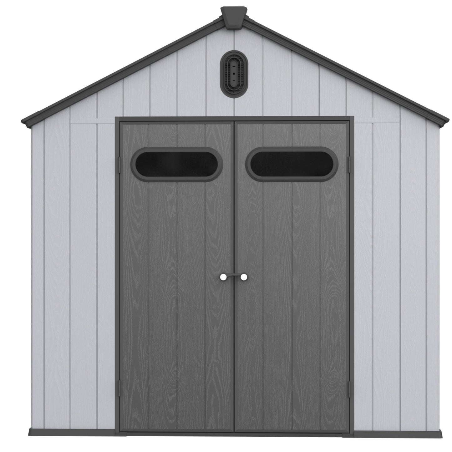 8x10ft Outdoor Resin Storage Shed, 550 cu.ft All-Weather Plastic Shed with Reinforced Floor, Lockable Doors and Vents, Gray Plastic Storage Shed for Backyard Garden Poolside