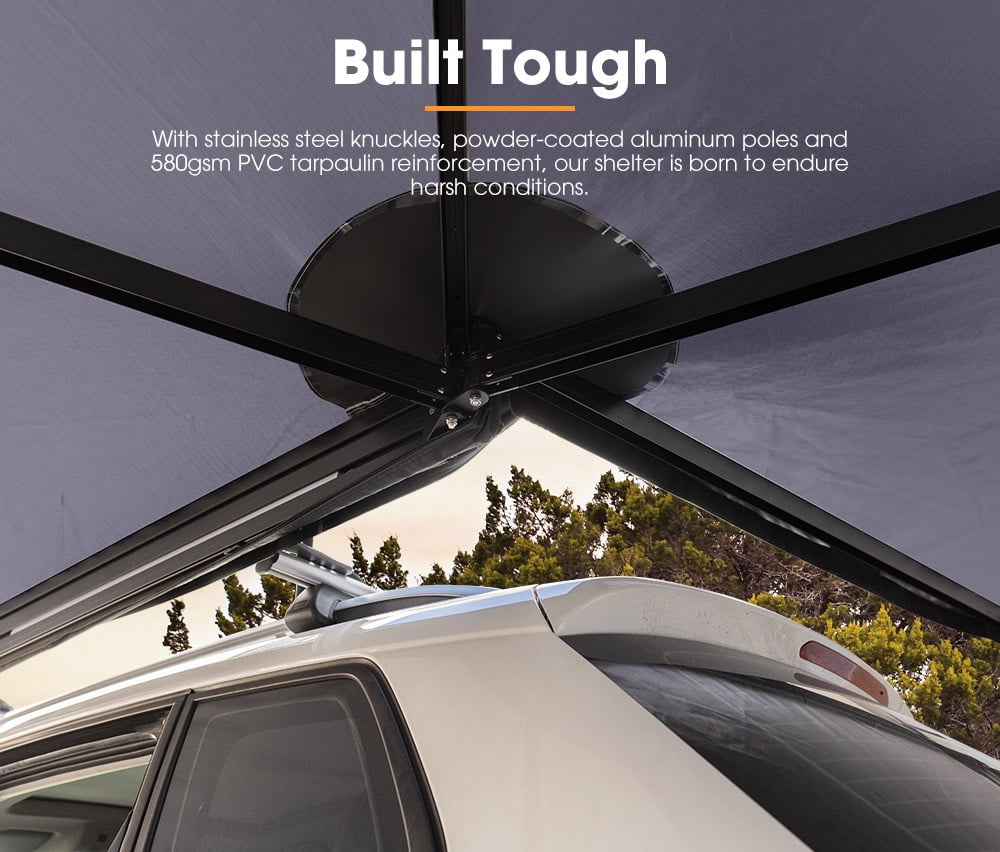 270 Degree Awning for Camper, Free Standing RV Awning Car Side Awning Tent with LED Light, 600D Double-Ripstop Oxford and 4X4 UPF50+ Large Complete Awning Kit for SUV Van Truck